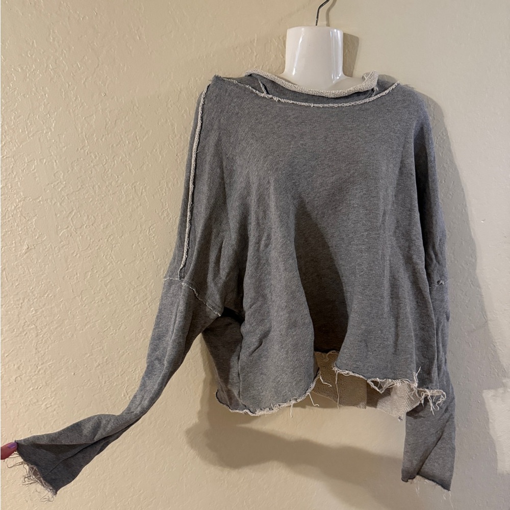 Easel Gray Distressed Raw Edge Women’s Hoodie